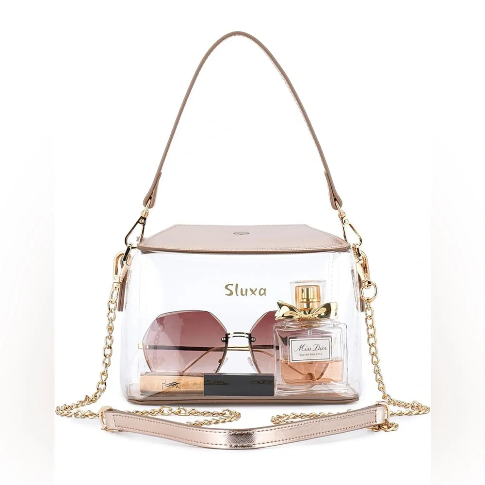 Women’s pink square clear tote